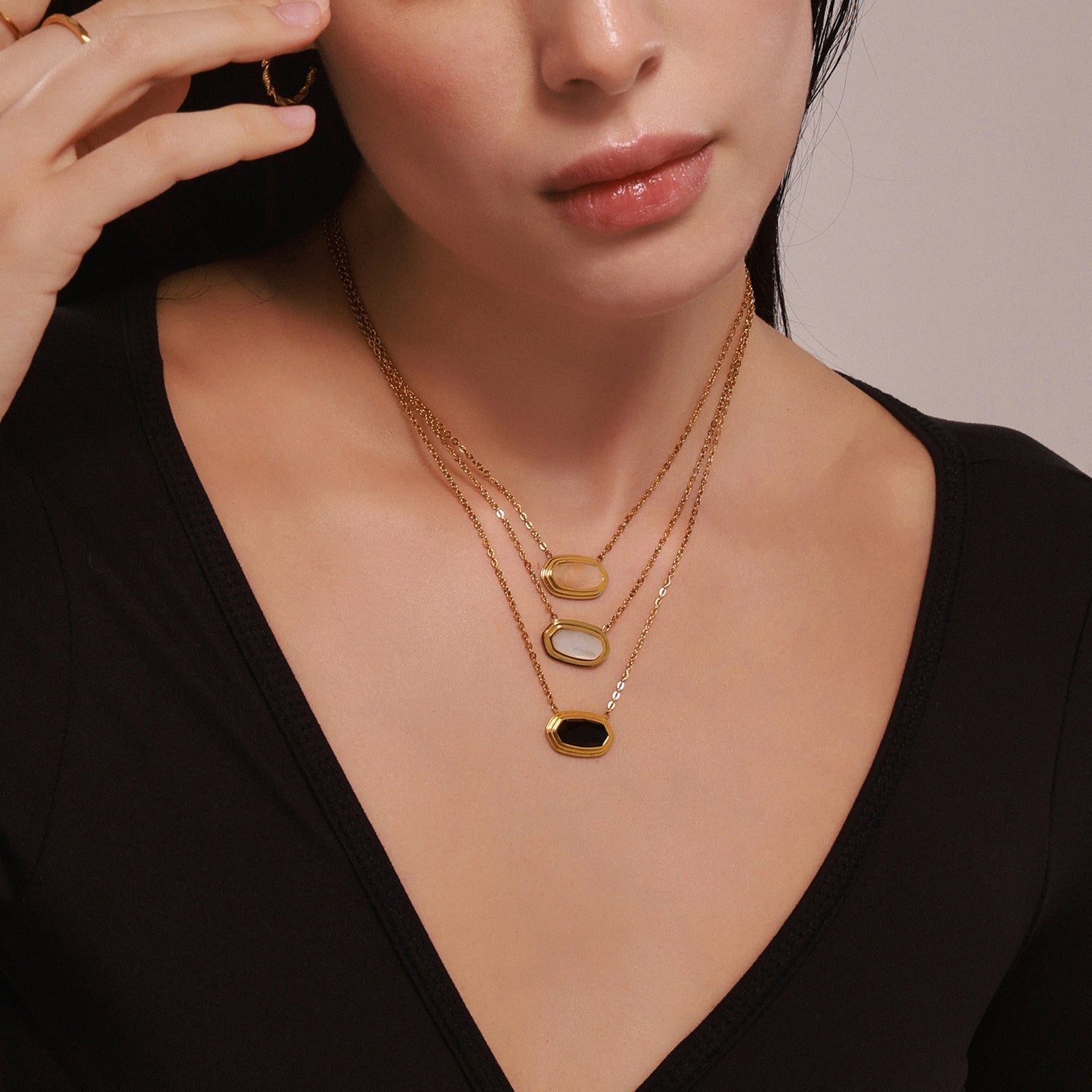 Stein Kette Gold