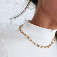 Carla Paper Clip Chain Kette Gold