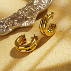 Minimalist Commuter Bicolor Hoop Earrings