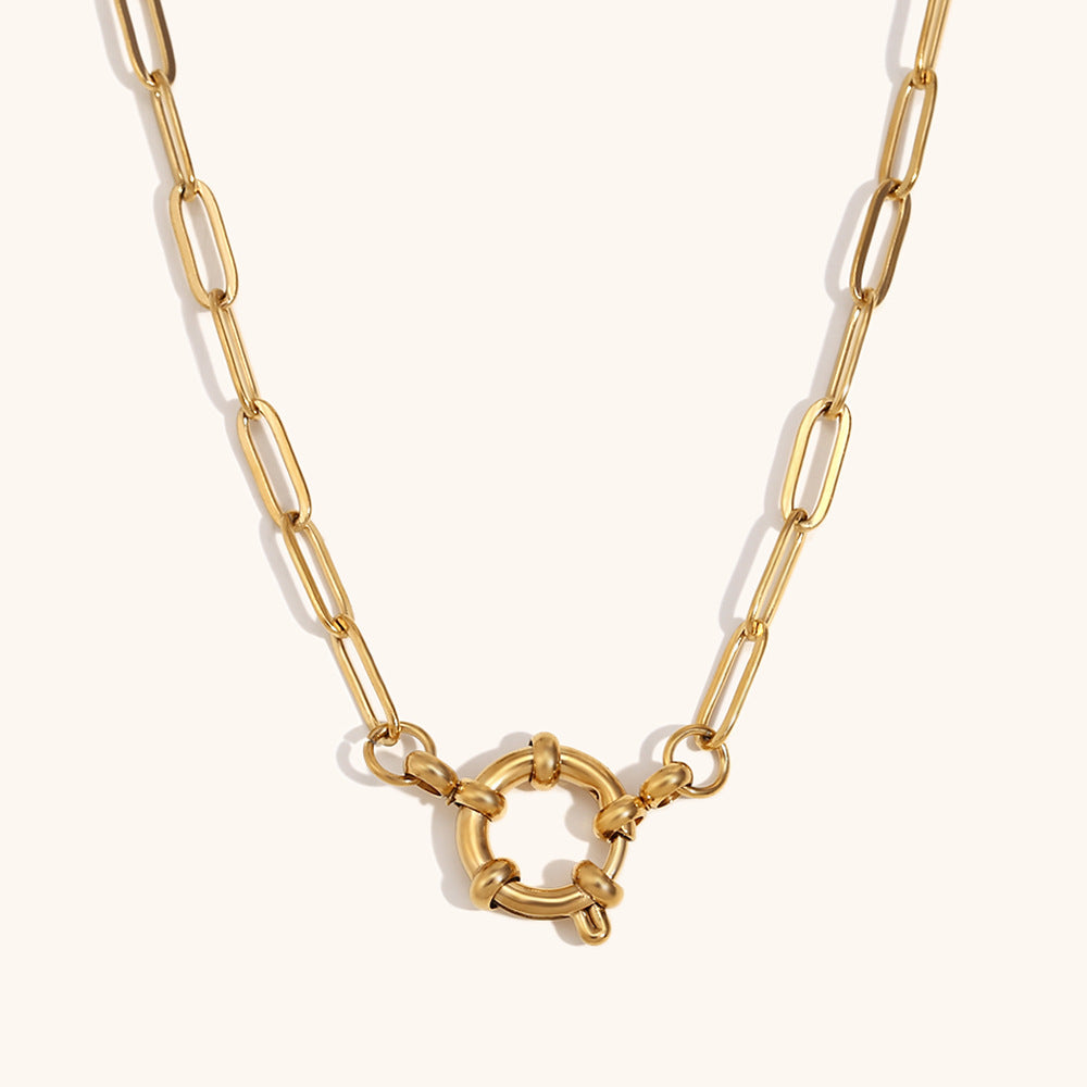 Simple Spring Clasp Pendant Necklace