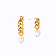 Asymmetric Pearl Ohrringe Gold