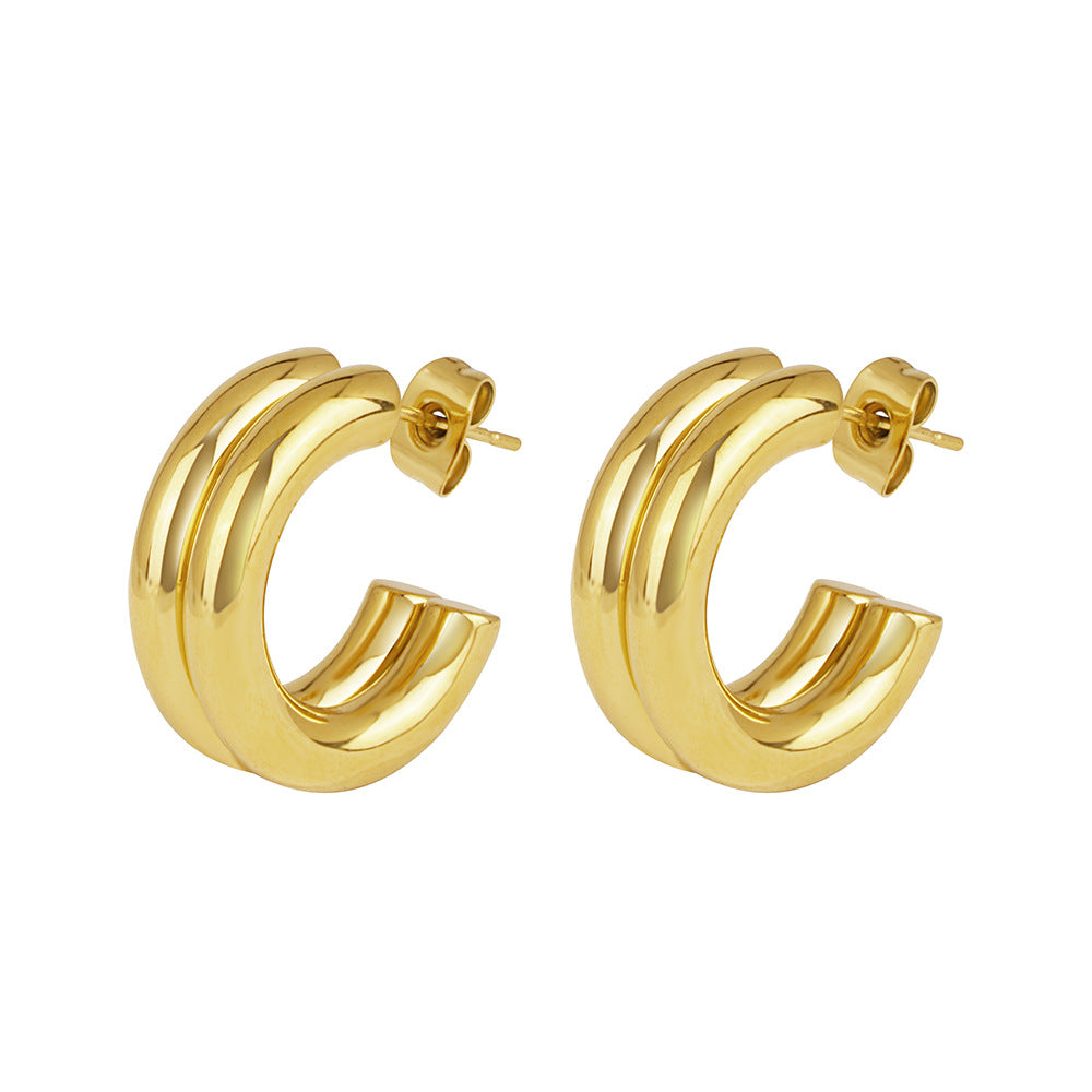 Minimalist Commuter Bicolor Hoop Earrings