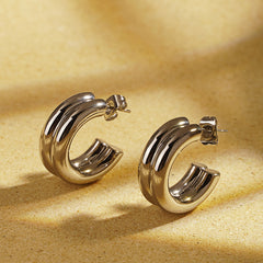 Minimalist Commuter Bicolor Hoop Earrings