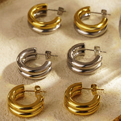 Minimalist Commuter Bicolor Hoop Earrings