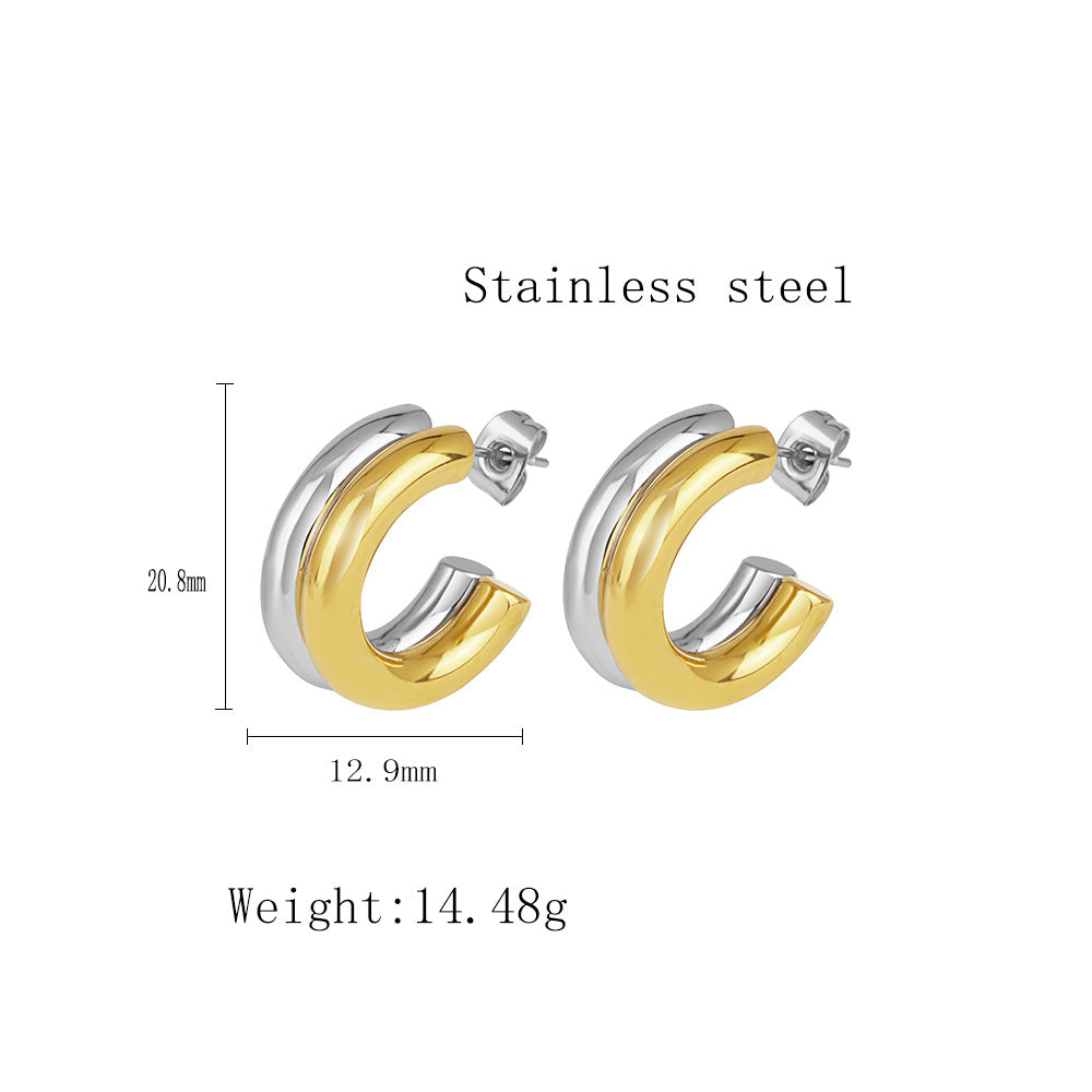 Minimalist Commuter Bicolor Hoop Earrings
