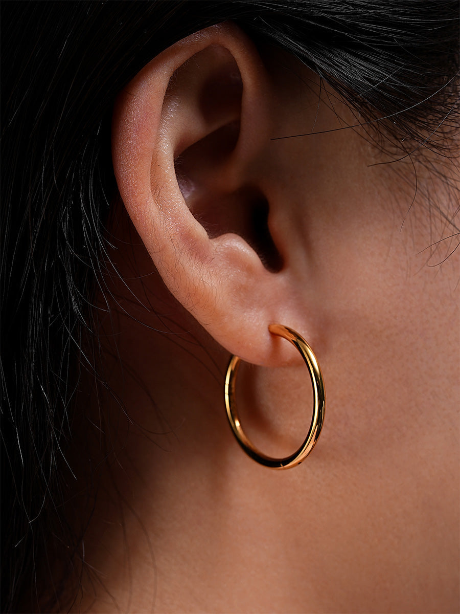 24mm SLIM HOOP MEDIUM OHRRINGE SILBER