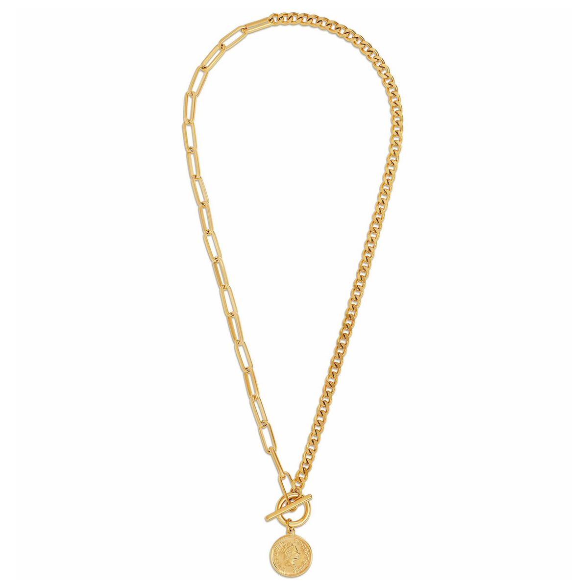 Stacie Toggle Chain Coin Kette Gold