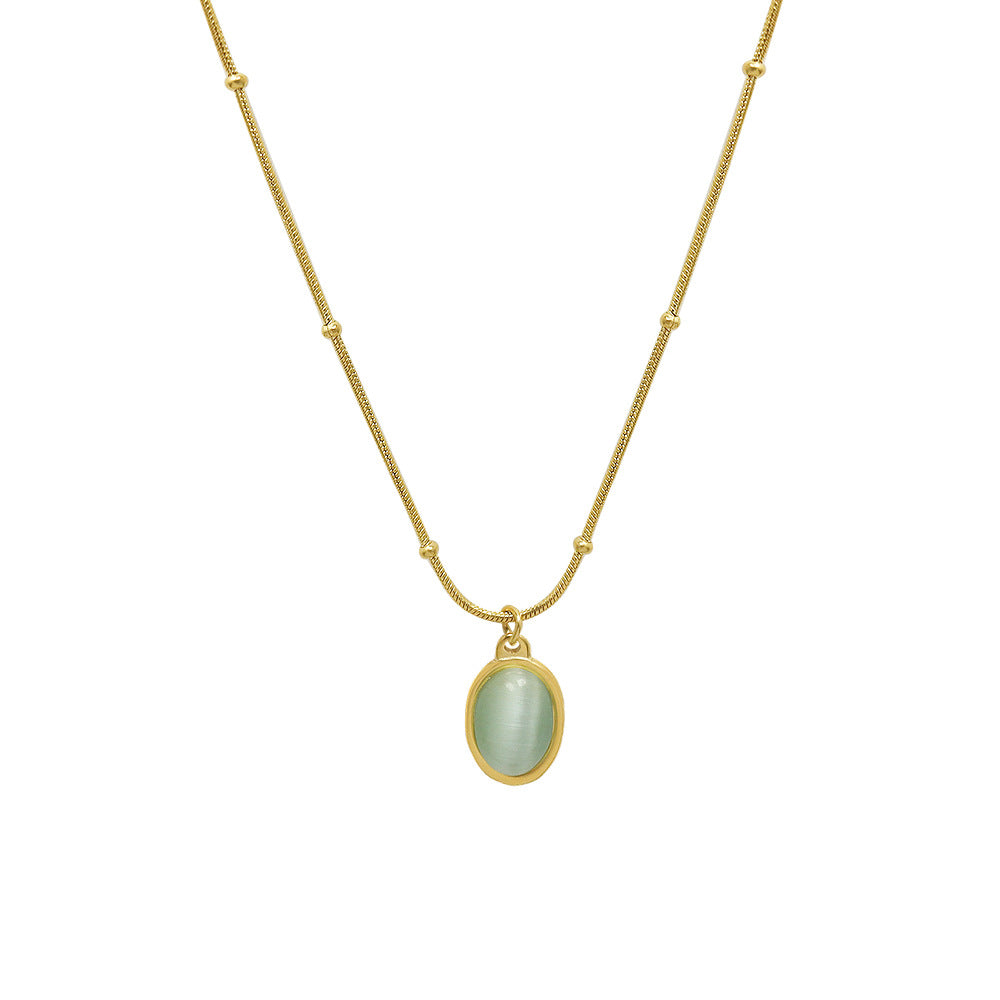 Blue Oval Pendant Kette Gold