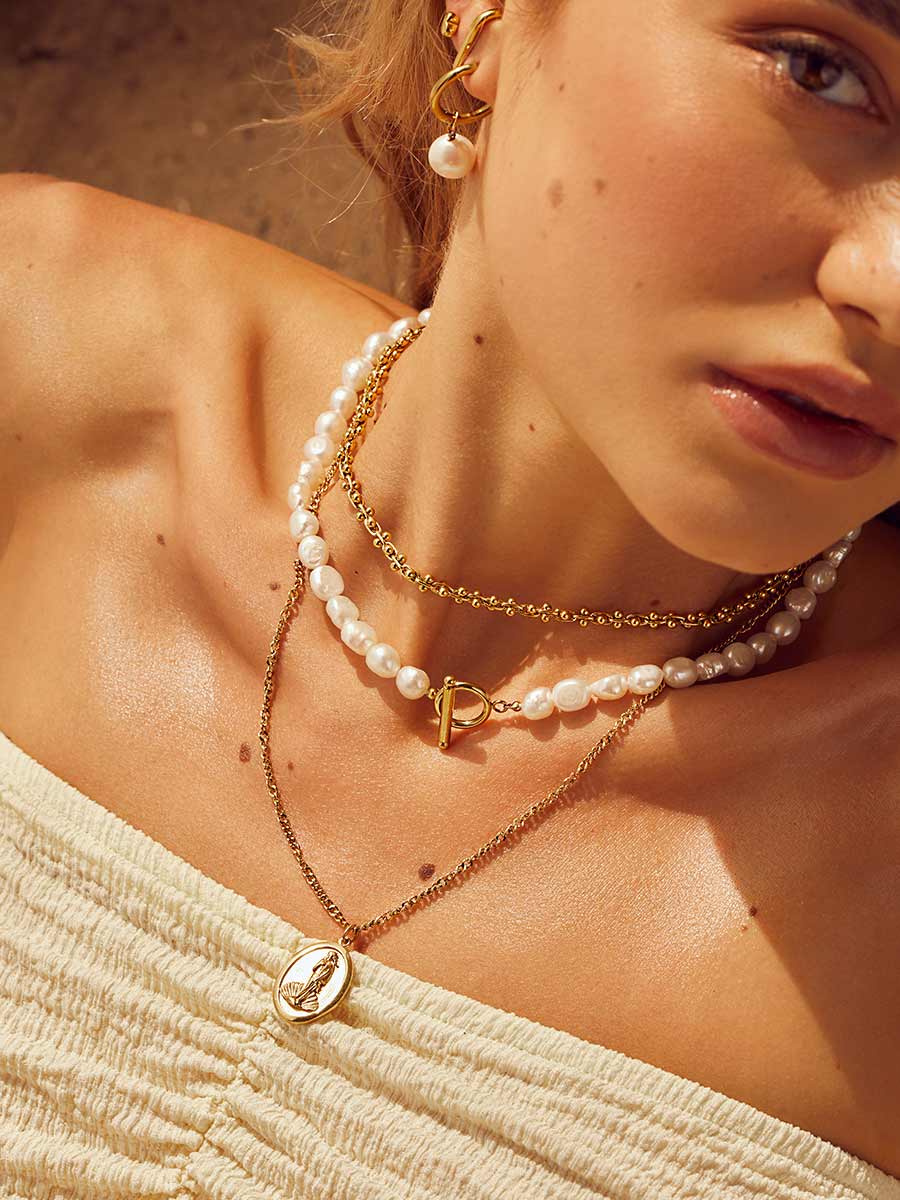 Modern Pearl OHRRINGE GOLD-Shopicrush