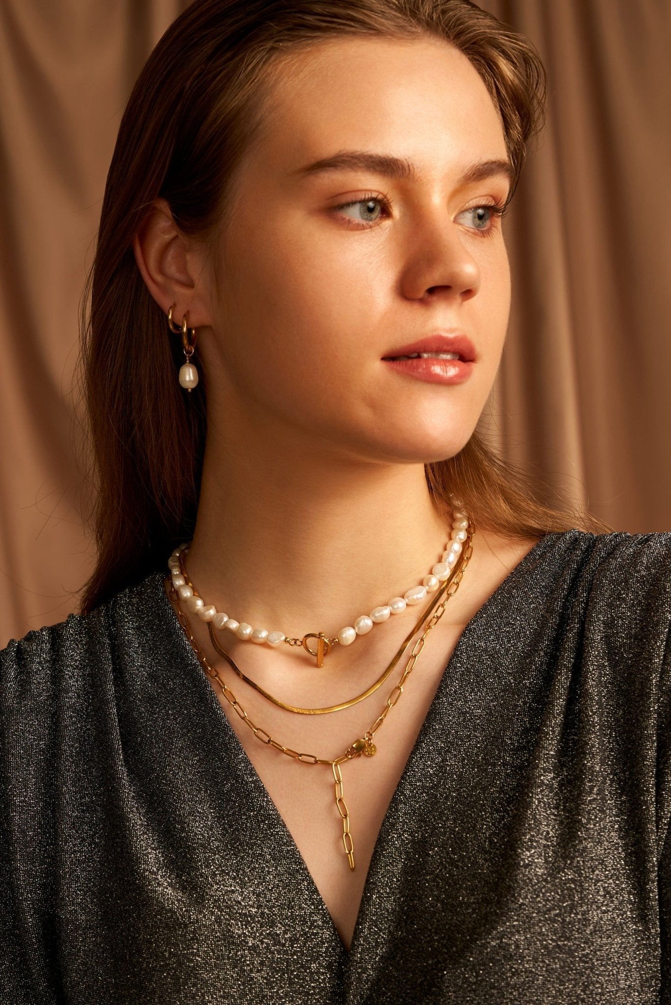 Modern Pearl OHRRINGE GOLD-Shopicrush