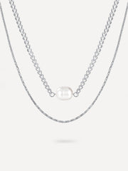 Pearl n Round Kette Silber-Shopicrush