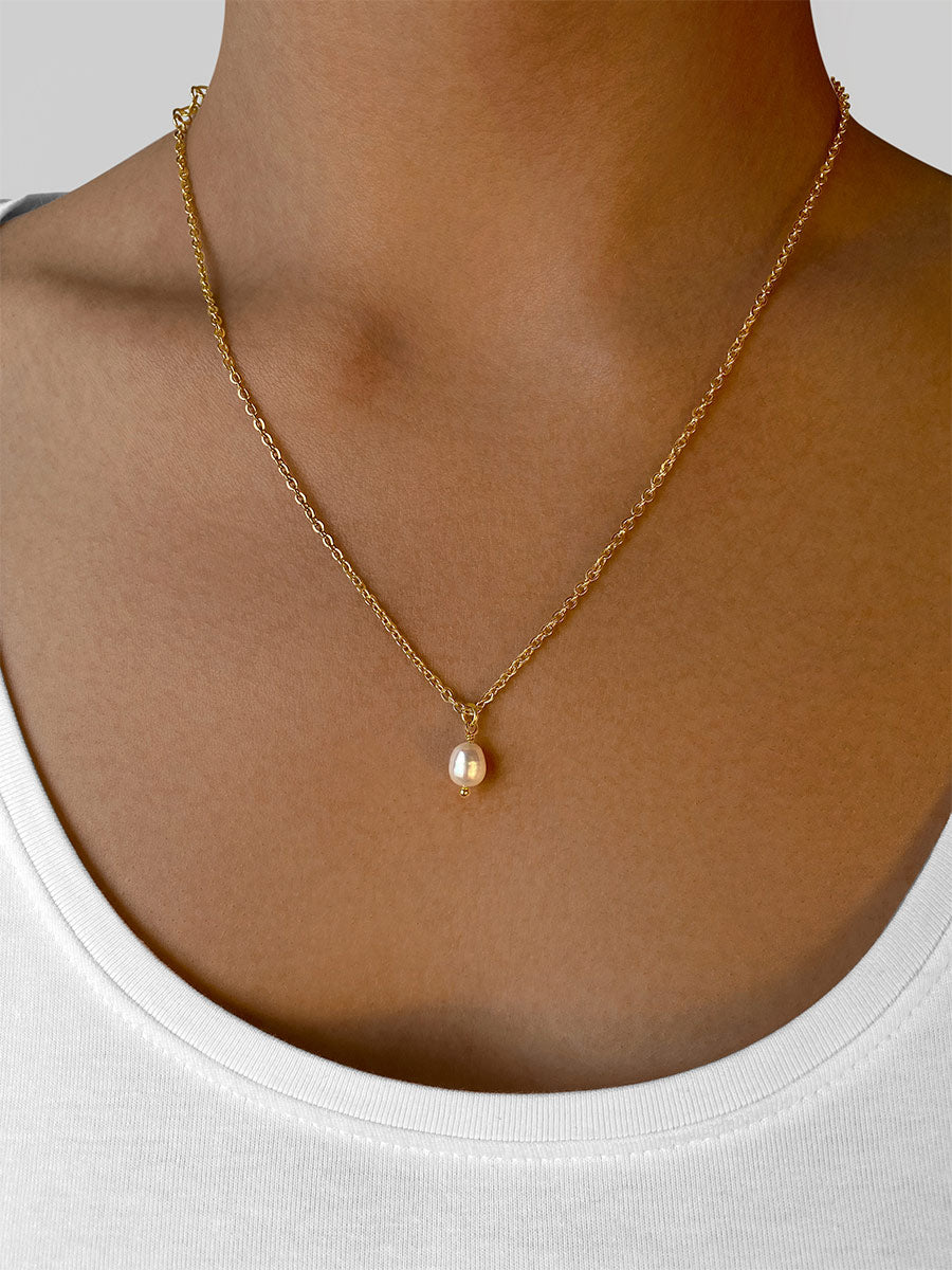 Simple Pearl Pendant Kette Gold-Shopicrush
