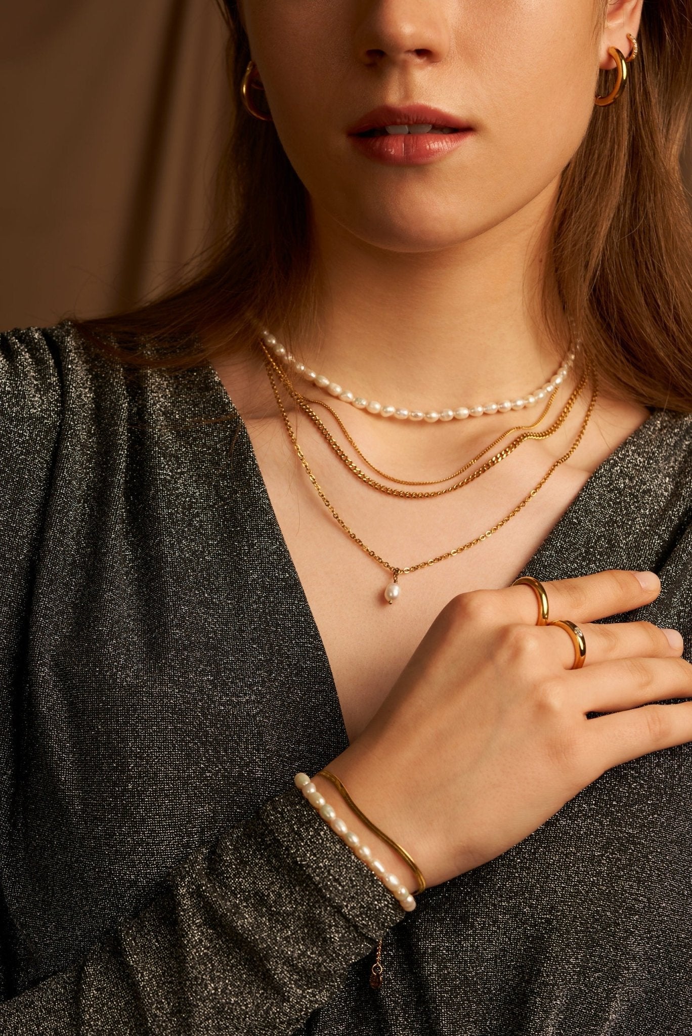 Simple Pearl Pendant Kette Gold-Shopicrush